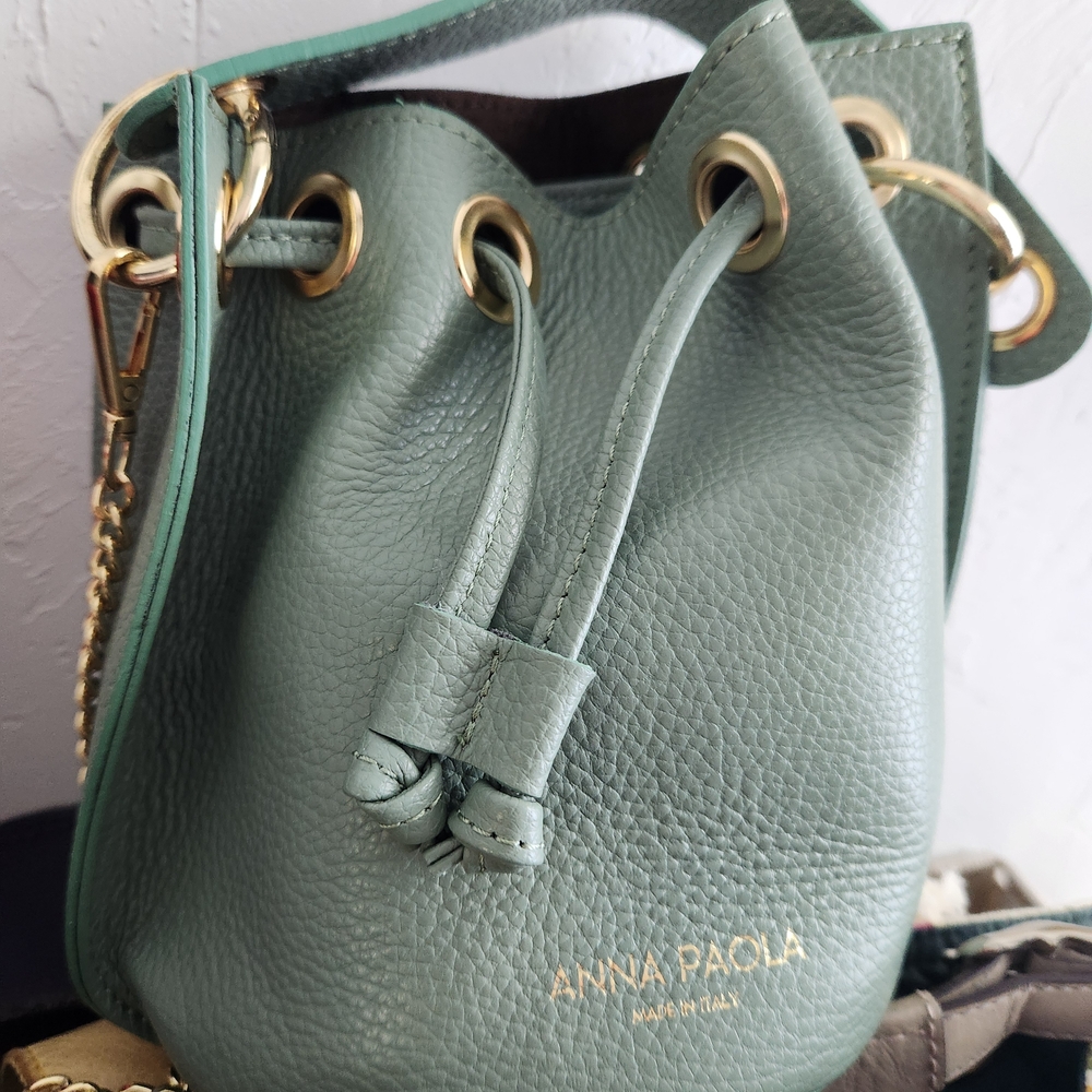 Green Leather Bucket Bag